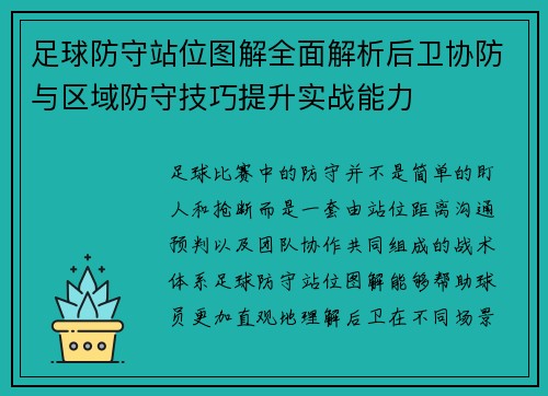 足球防守站位图解全面解析后卫协防与区域防守技巧提升实战能力